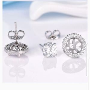 18K WG Filled Pave Round Clear Topaz Crystal Rhine